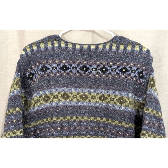 Croft & Barrows Women's Cardigan Blue Multicolor Fair Isle Sweater Size 1XL Boho - Picture 15 of 16